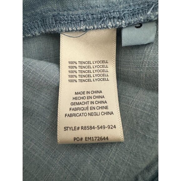 Cloth & Stone Chambray Blue Ruffle Neck Tiered Mini Dress Womens Size S - Picture 8 of 9